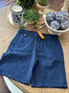 NWT! Boys Gymboree Navy Blue Linen Blend Chino Shorts Size 12